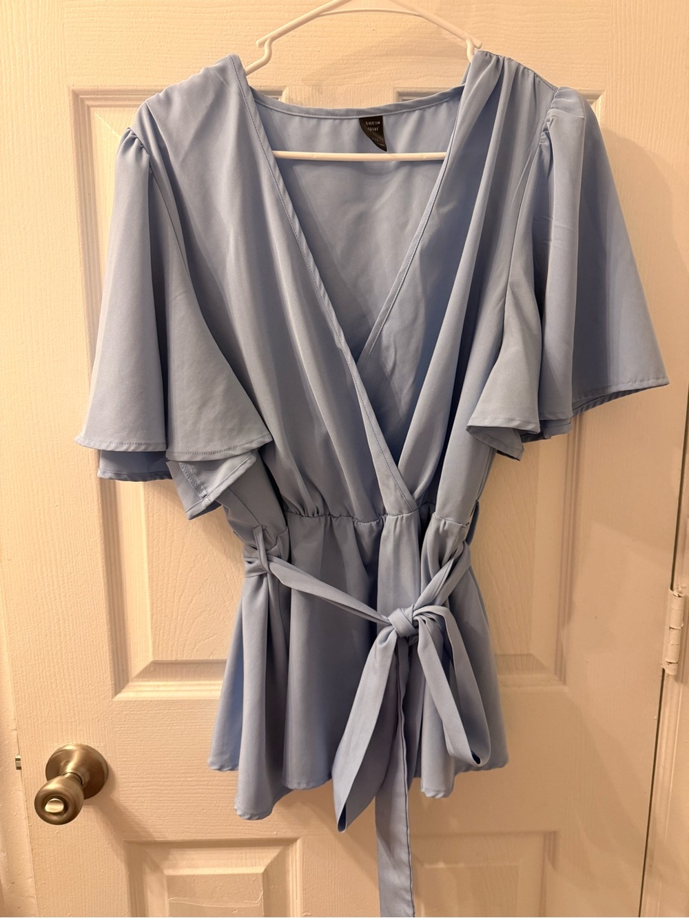 SHEIN Light Blue Curve Blouse